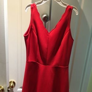 Red scalloped neck dress small